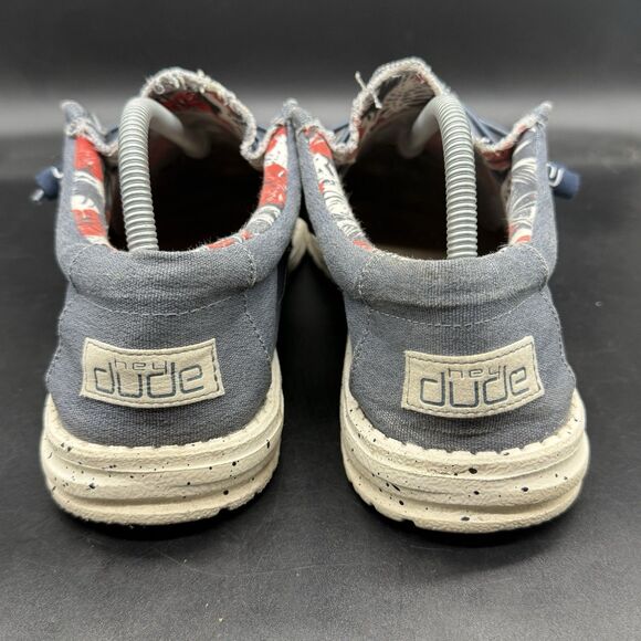 Hey Dude Wally Stretch Blue Mens Size 10 110382600 Comfort Casual Slip On - Picture 4 of 7